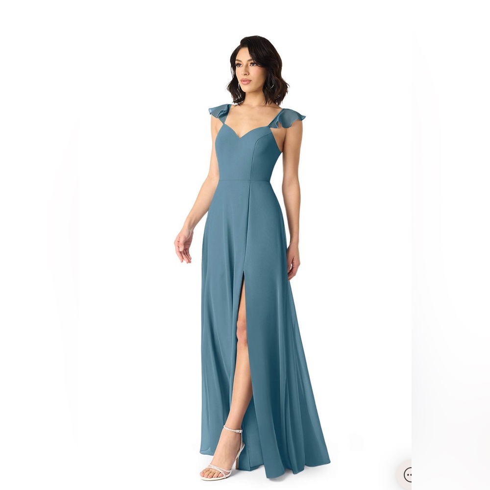 Azazie Everett bridesmaid dress, Bermuda Blue